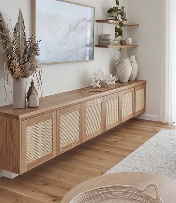 Mueble TV puertas de junco