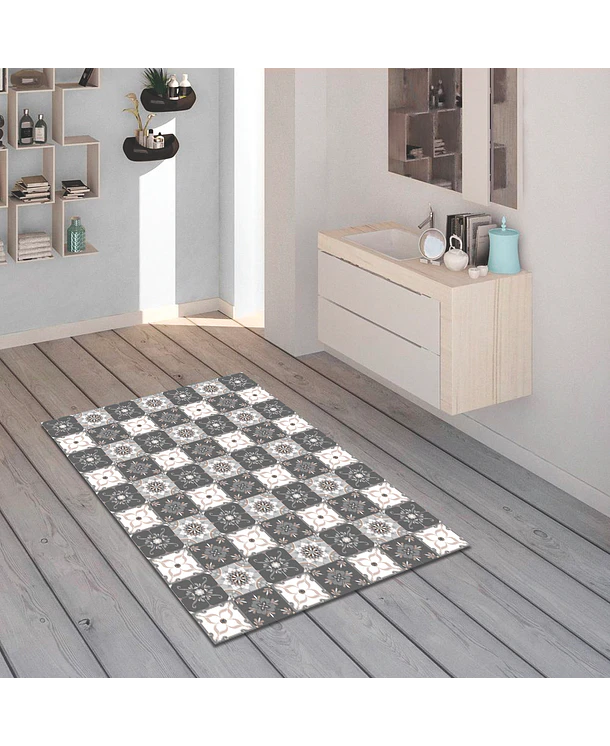 Alfombra Vinílica • Baldosa Gris • 70 x 100 cm
