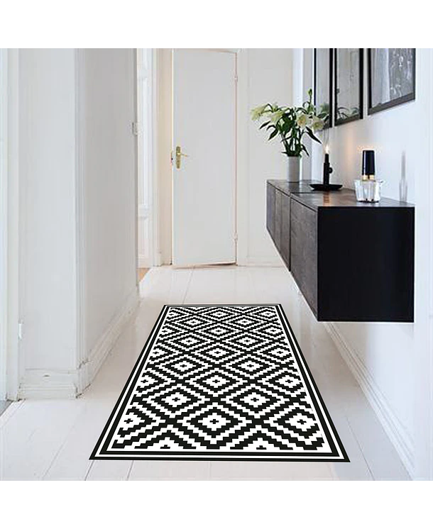 Alfombra Vinílica | Rombos Black | 70 x 140 cm