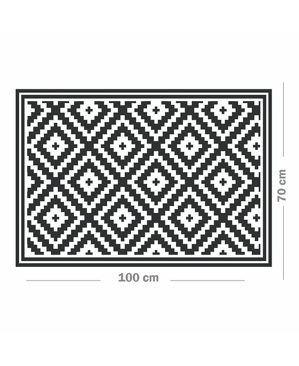 Alfombra Vinílica | Rombos Black | 70 x 100 cm
