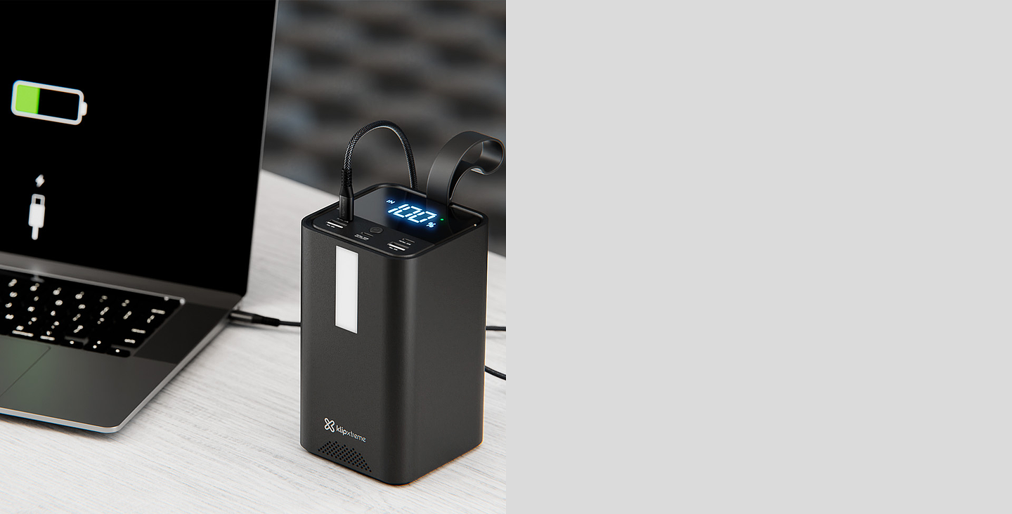 Powerbank 50000mAh 100W con luz para camping, notebook y emergencia – KlipXtreme KPB-900 4