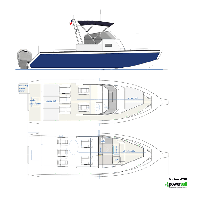 Lancha Aluminio Tonina 750 FULL 150 HP