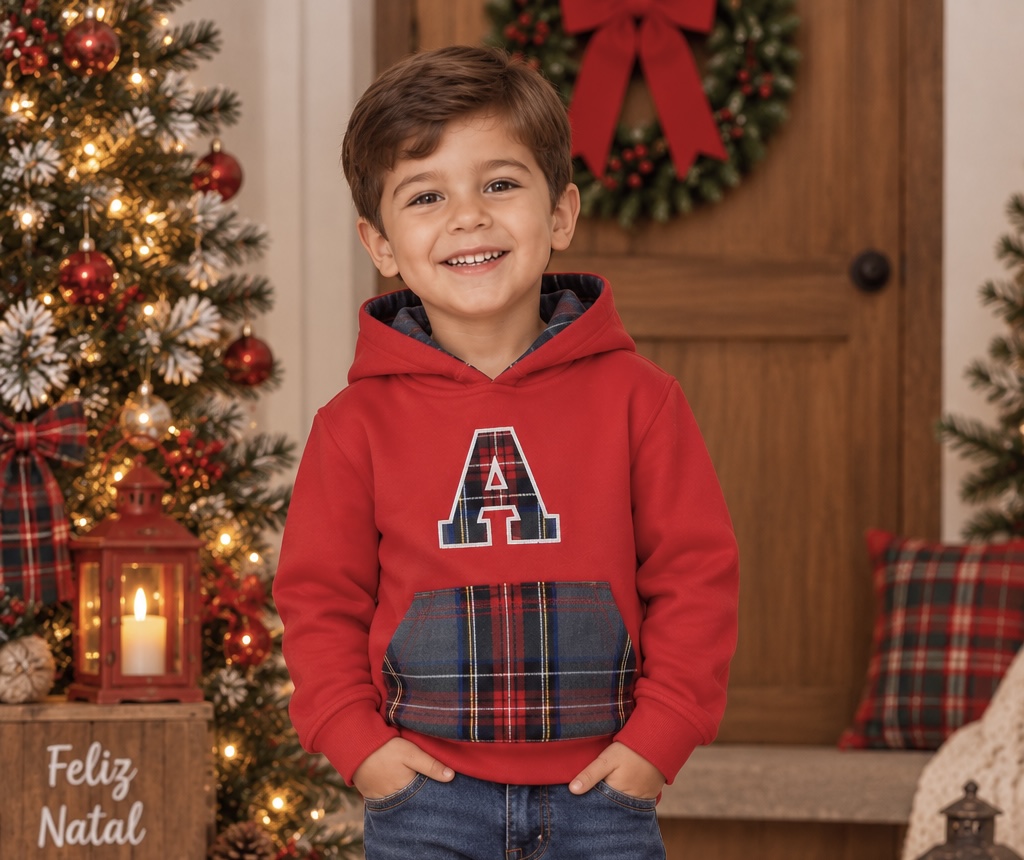 Sweatshirt personalizado de Natal com capuz criança