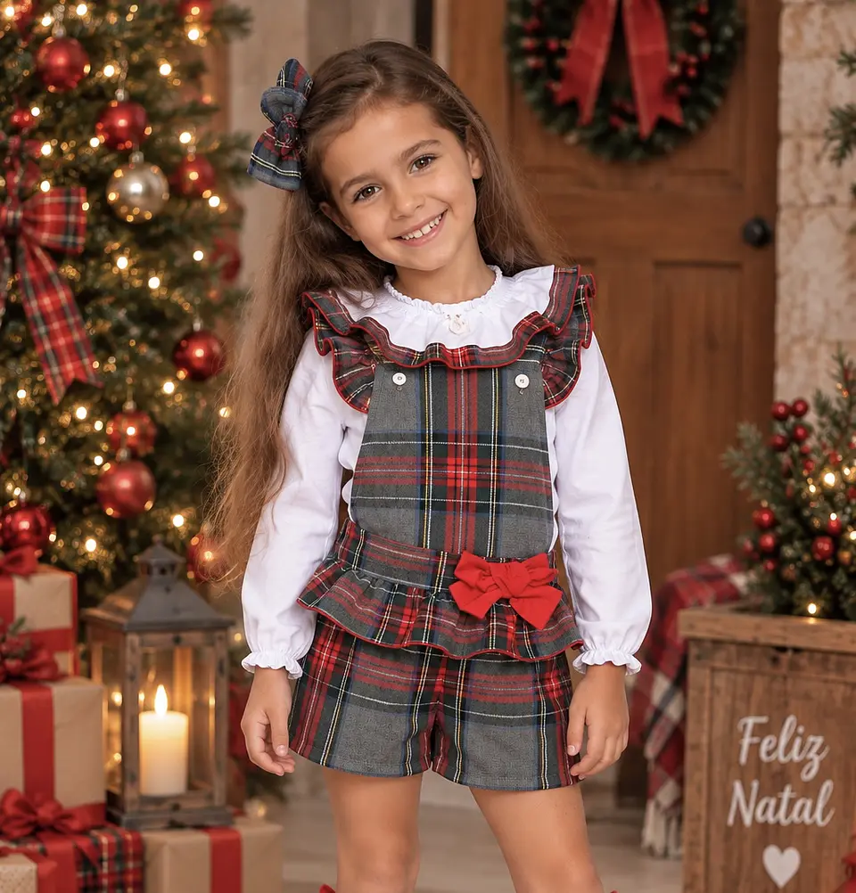 Jardineira Natal+ blusa gola  criança  1