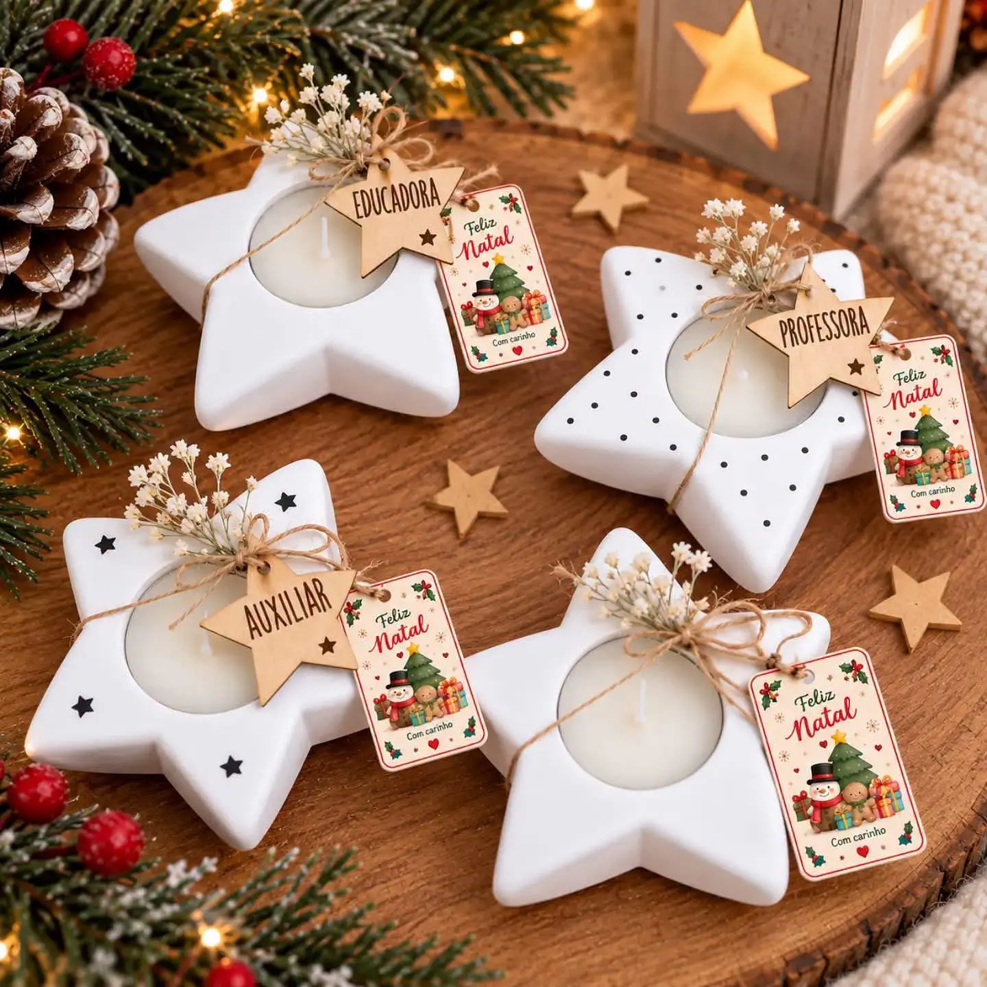 Porta vela estrela de Natal em gesso perfumado  1