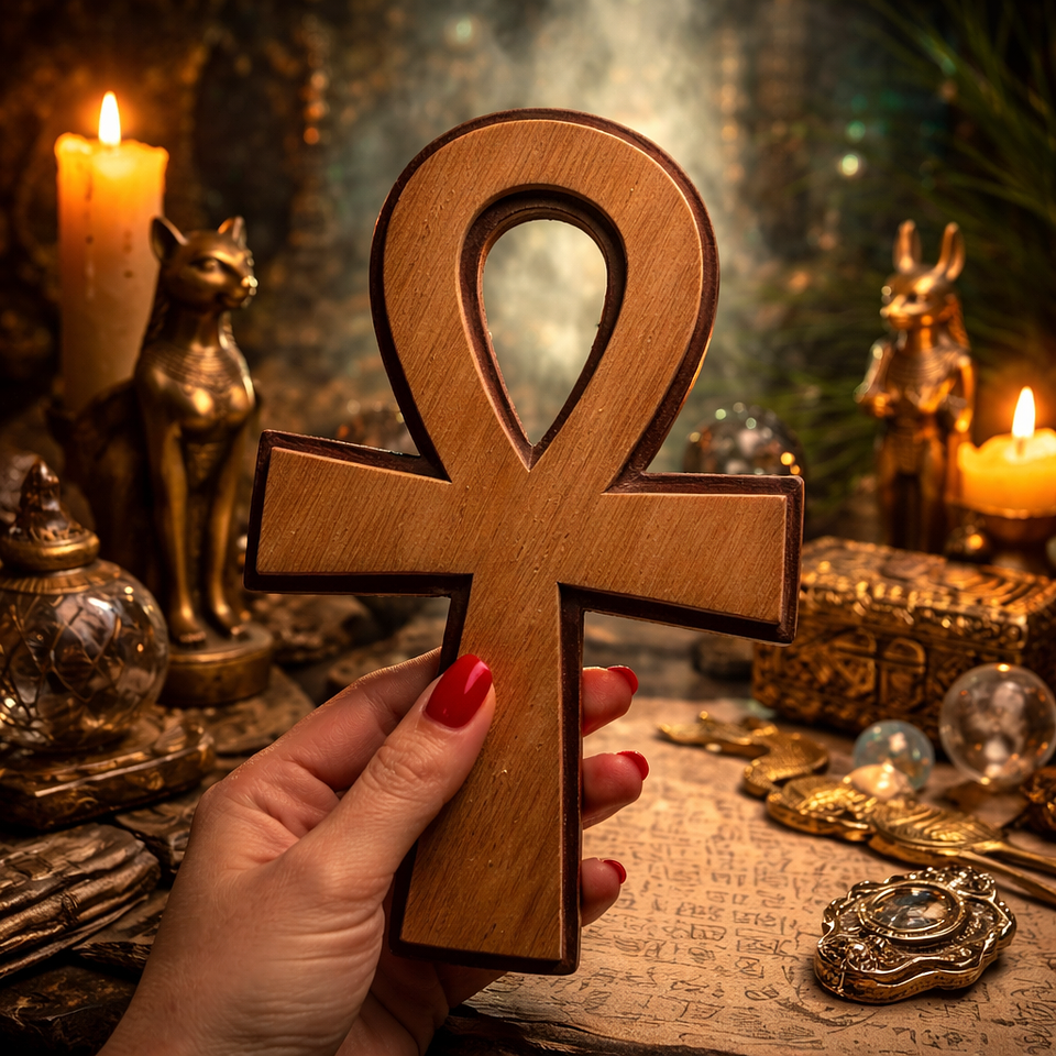 Cruz Ankh de madera 20 cm 1