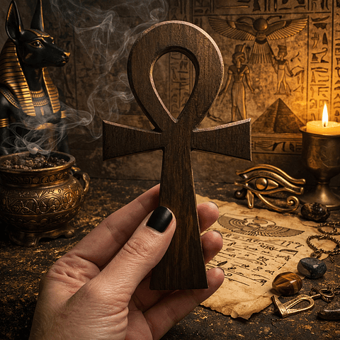 Cruz Ankh de madera 14 cm