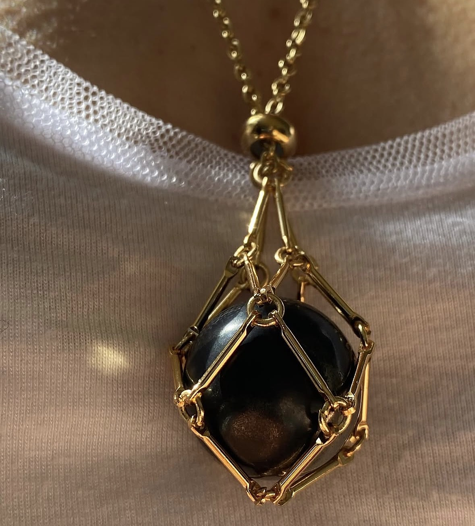 💫 Collar Esotérico de Protección con Shungita & Pirita 3