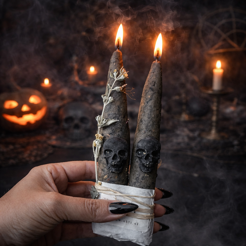 ✨🖤 Velas de miel de Descarga con Calaveras  – Ritualizadas a Mano 🖤✨ 1