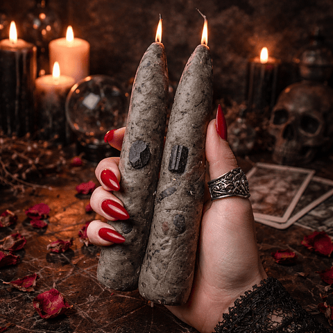 ✨🕯️ Vela Artesanal de Miel con Turmalina Negra