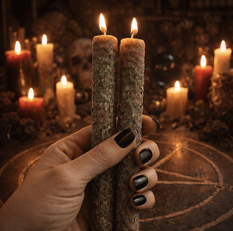 ✨🍯🌿 Dúo de Velas de Miel con Laurel  20 cm Abundancia y Éxito  🌿🍯✨