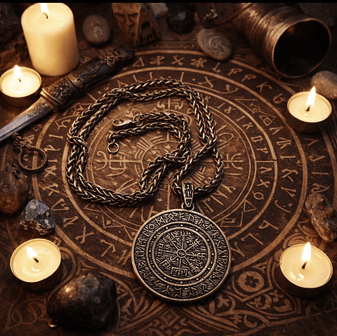 Talismán Vikingo de Protección y Guía – Vegvísir 