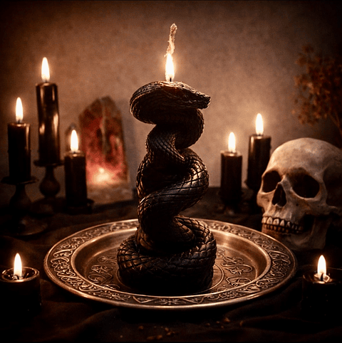 🖤🐍 Vela de Serpiente Negra 13 cm🕯️✨
