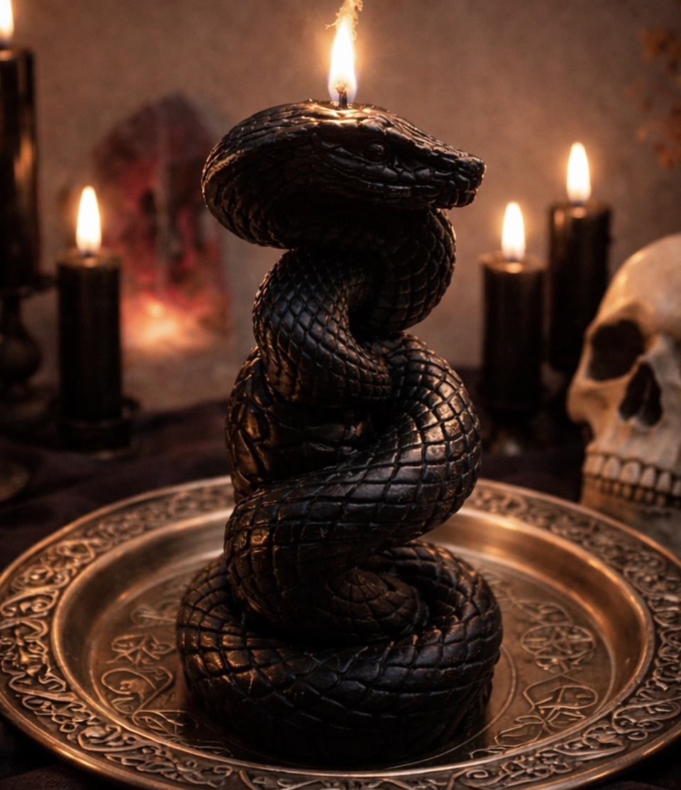 🖤🐍 Vela de Serpiente Negra 13 cm🕯️✨ 2
