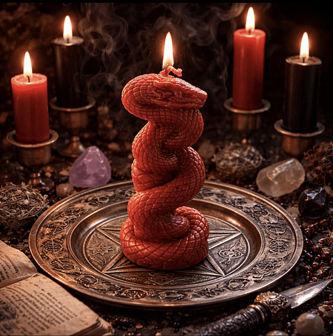 🔥🐍 Vela de Serpiente Roja 13 cm🕯️✨