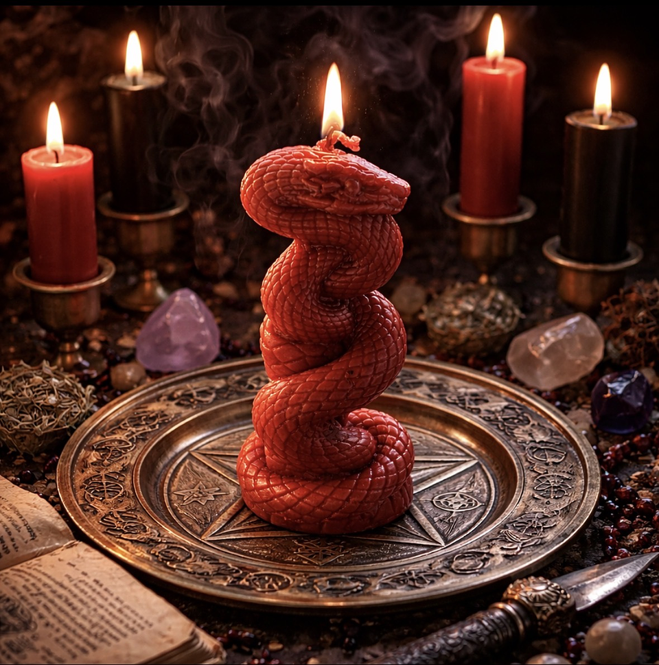 🔥🐍 Vela de Serpiente Roja 13 cm🕯️✨ 1