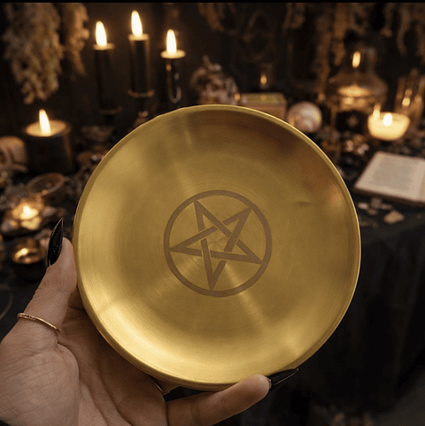 🕯️ Plato Ceremonial con Pentagrama 14 cm
