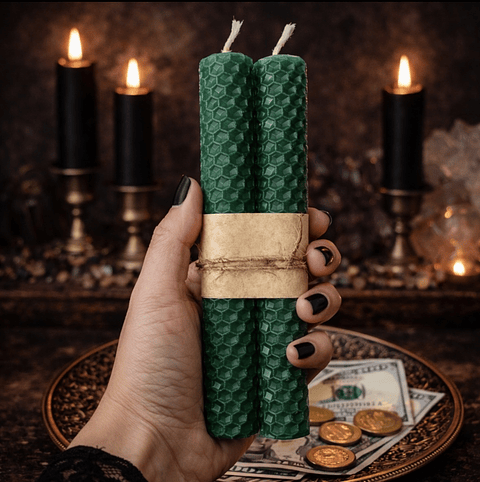 🕯️ Velas de Miel Verdes  20 cm– Abundancia, Dinero y Salud