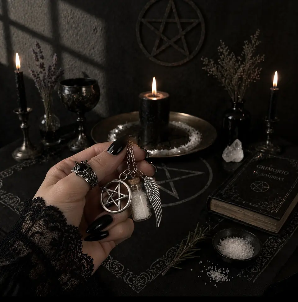 Talismán de Protección con Pentagrama, Ala de Ángel y Sal de Mar 🔮🛡️ 3