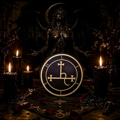 Placa Ornamental de Madera – Símbolo de Lilith (15 cm) 🖤🔥