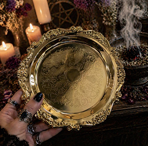 ✨ Bandeja  Brujilda color dorado  para Rituales (20 cm) ✨