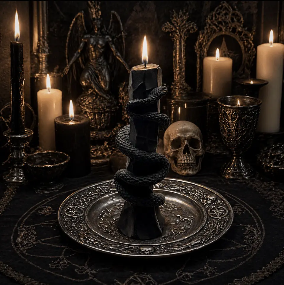 🖤🐍 VELA NEGRA DE SERPIENTE – 13 CM 🐍🖤 1