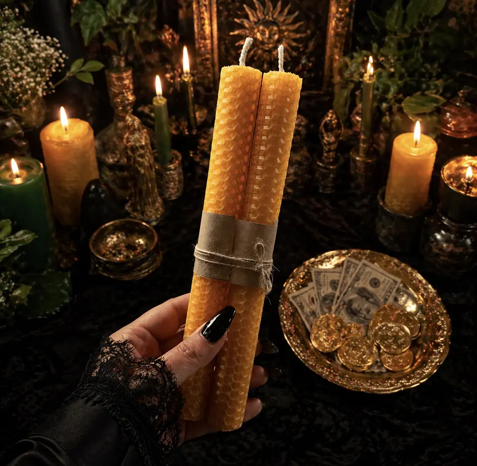 ✨ Pack 2 Velas Amarillas de Abundancia – 20 cm ✨ 1