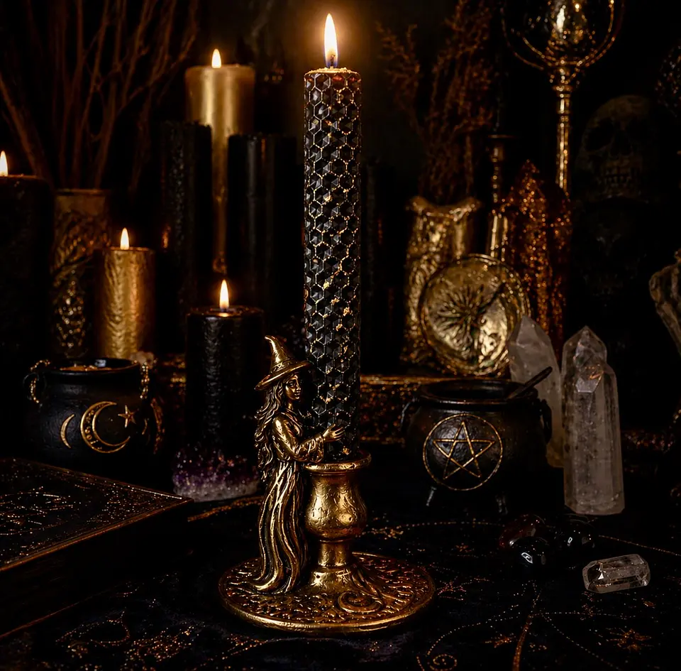 🖤✨ Vela Negra con Dorado de 25 cm  1