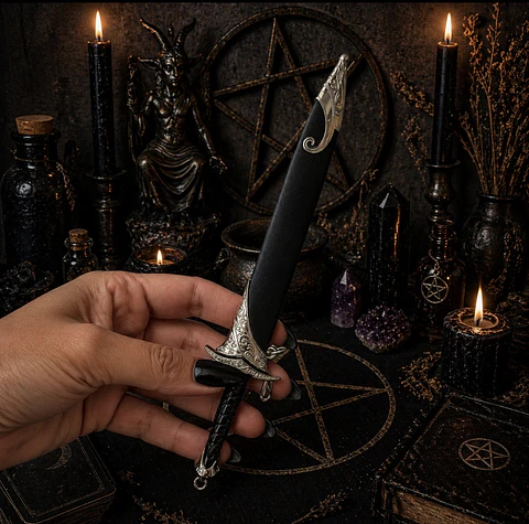 🖤 ATHAME RITUAL CON FUNDA – 17 CM 🖤