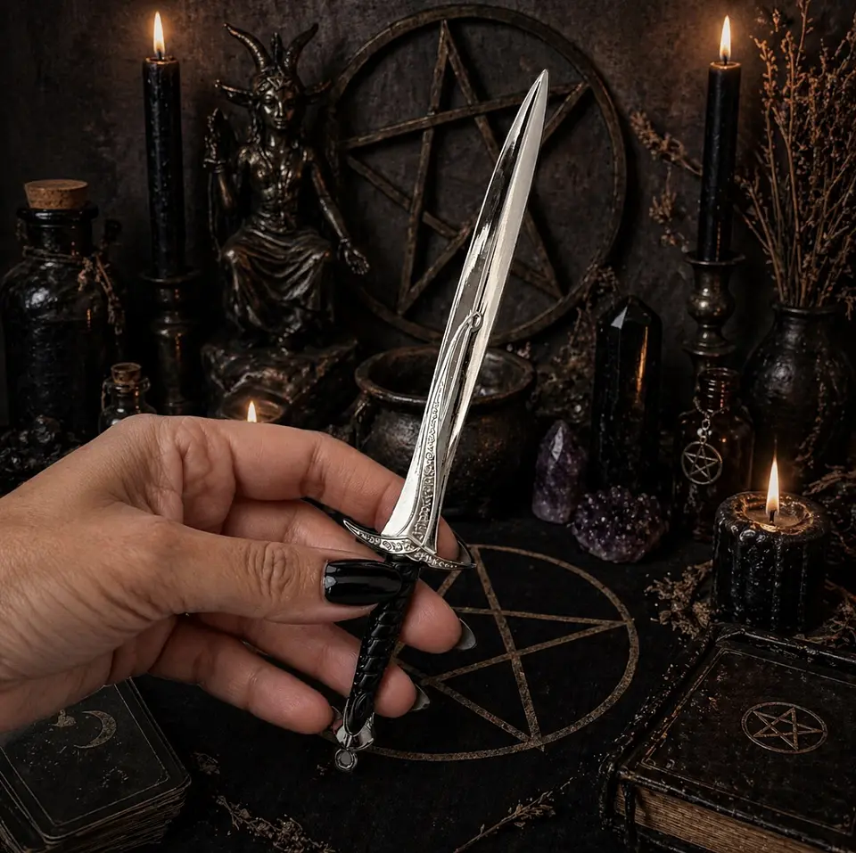 🖤 ATHAME RITUAL CON FUNDA – 17 CM 🖤 2