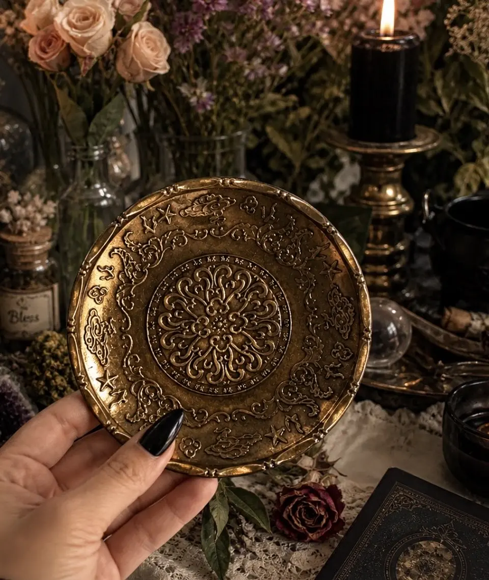 🕯️ Plato Ritual 9 cm color cobre– Base para Velas 1