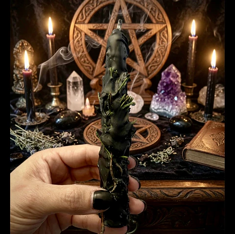 🖤🕯️ Vela de Descarga y Limpieza Energética – 15 cm 