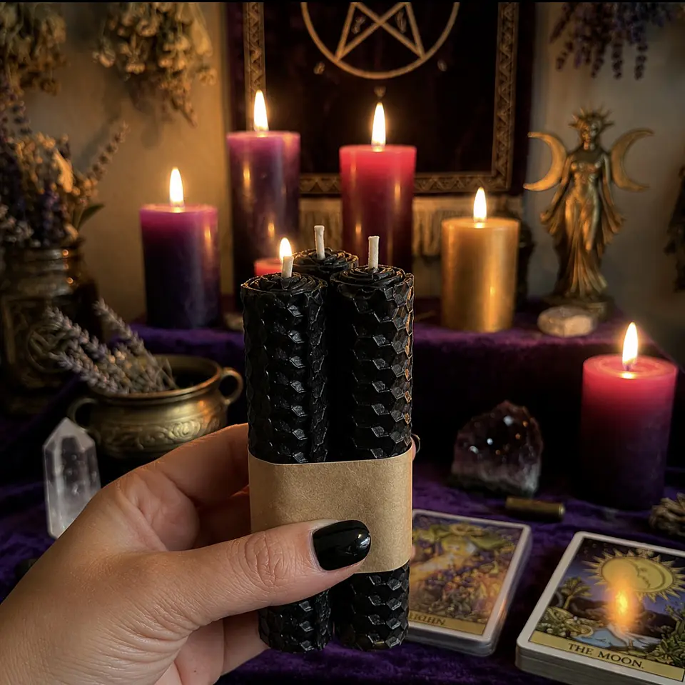 🖤 PACK 3 VELAS NEGRAS PANAL 10 CM  1
