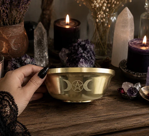 ✨ Cuenco Ritual Triple Luna y pentagrama✨