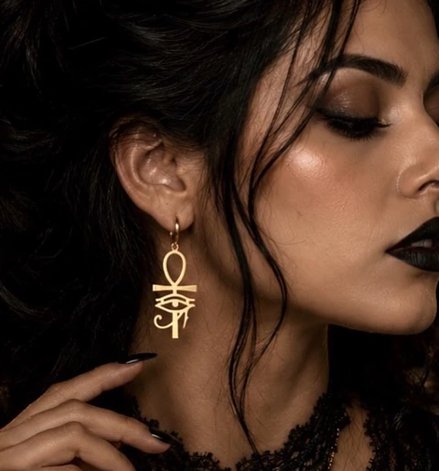 ☥🧿 Aros Cruz Ankh y Ojo de Horus 