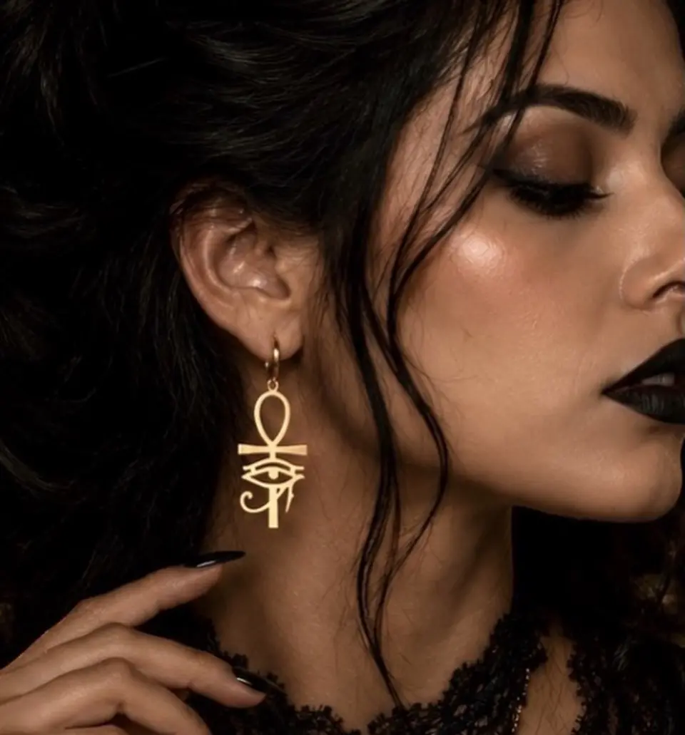 ☥🧿 Aros Cruz Ankh y Ojo de Horus  1
