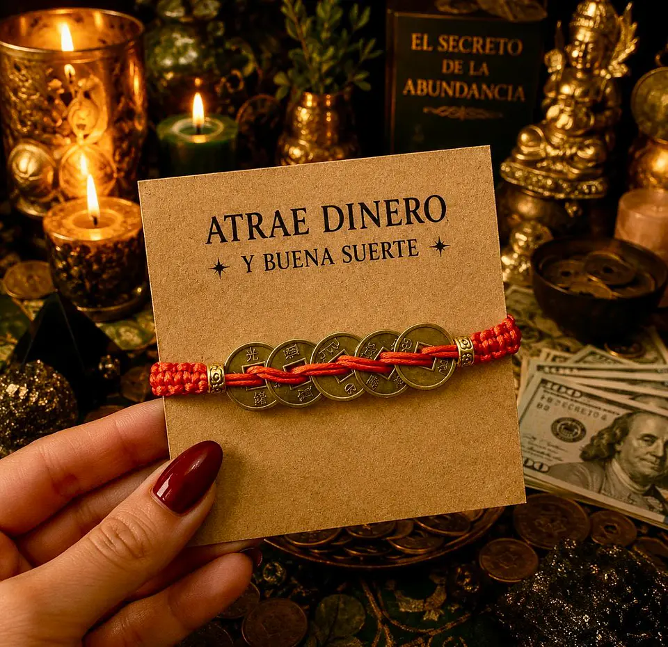 💰Pulsera Roja con Monedas de la Fortuna 1