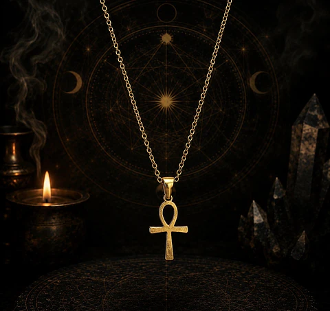 Collar Cruz Ankh de Acero Inoxidable ✨