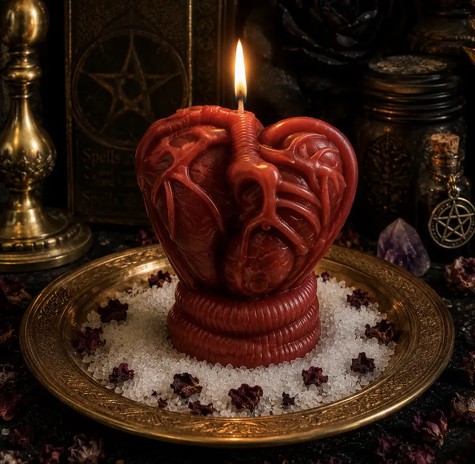 ❤️🕯️ Vela Ritual Corazón, Calavera y Serpiente 2