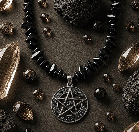 Collar de Pentagrama con Ónix 40 cm Pieza única