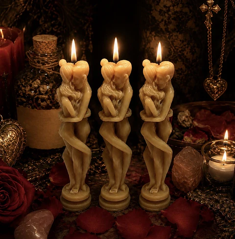 Pack 3 velas de pareja ritual de miel 🌹 12 cm de alto x 2 c de ancho