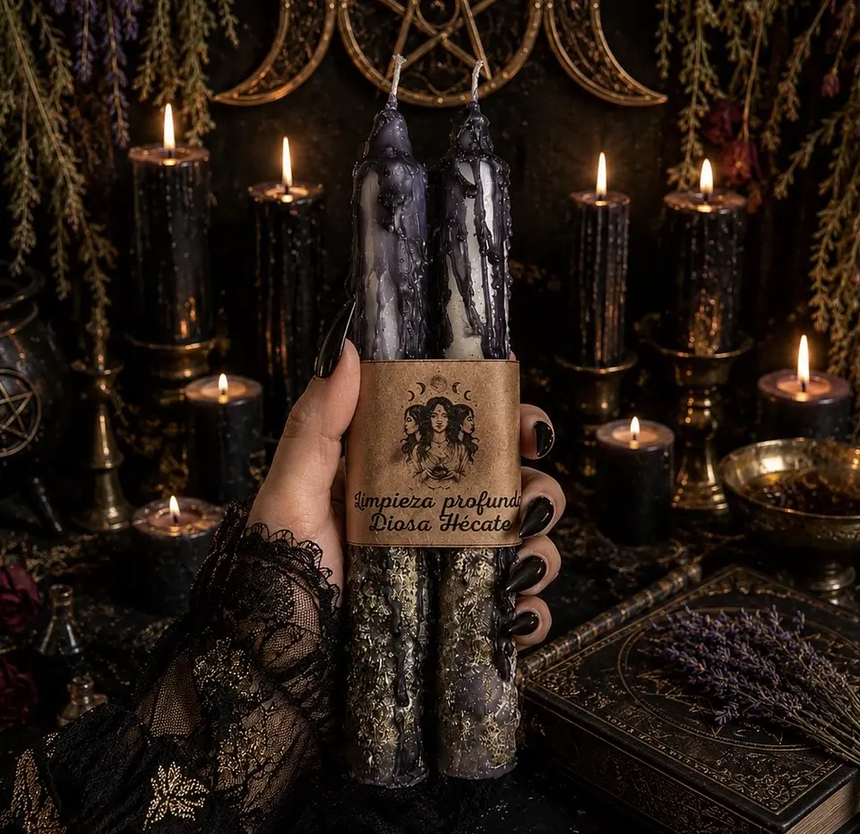Pack 2 Velas de Limpieza Profunda – Diosa Hécate🕯️20 × 2 cm cada vela 1