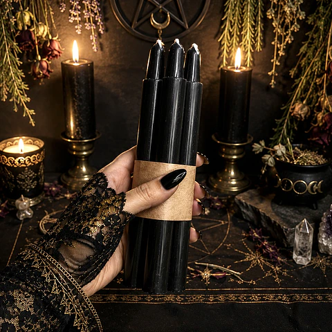 PACK 3 VELAS NEGRAS TAMAÑO ESPECIAL – 20 CM DE ALTO Y 2 CM DE ANCHO🖤
