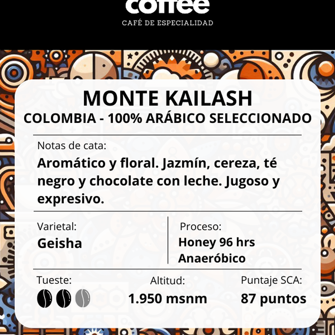 Café de Especialidad Monte Kailash, Colombia 100% Arábica - 100grs en Grano 4