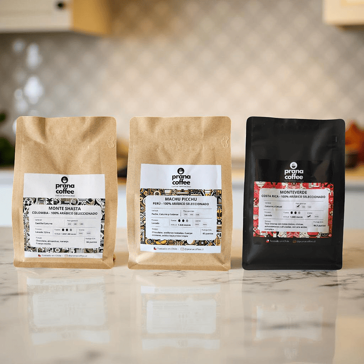 Pack Descubre - 3 bolsas Café de Especialidad 250grs Colombia - Perú - Costa Rica 1