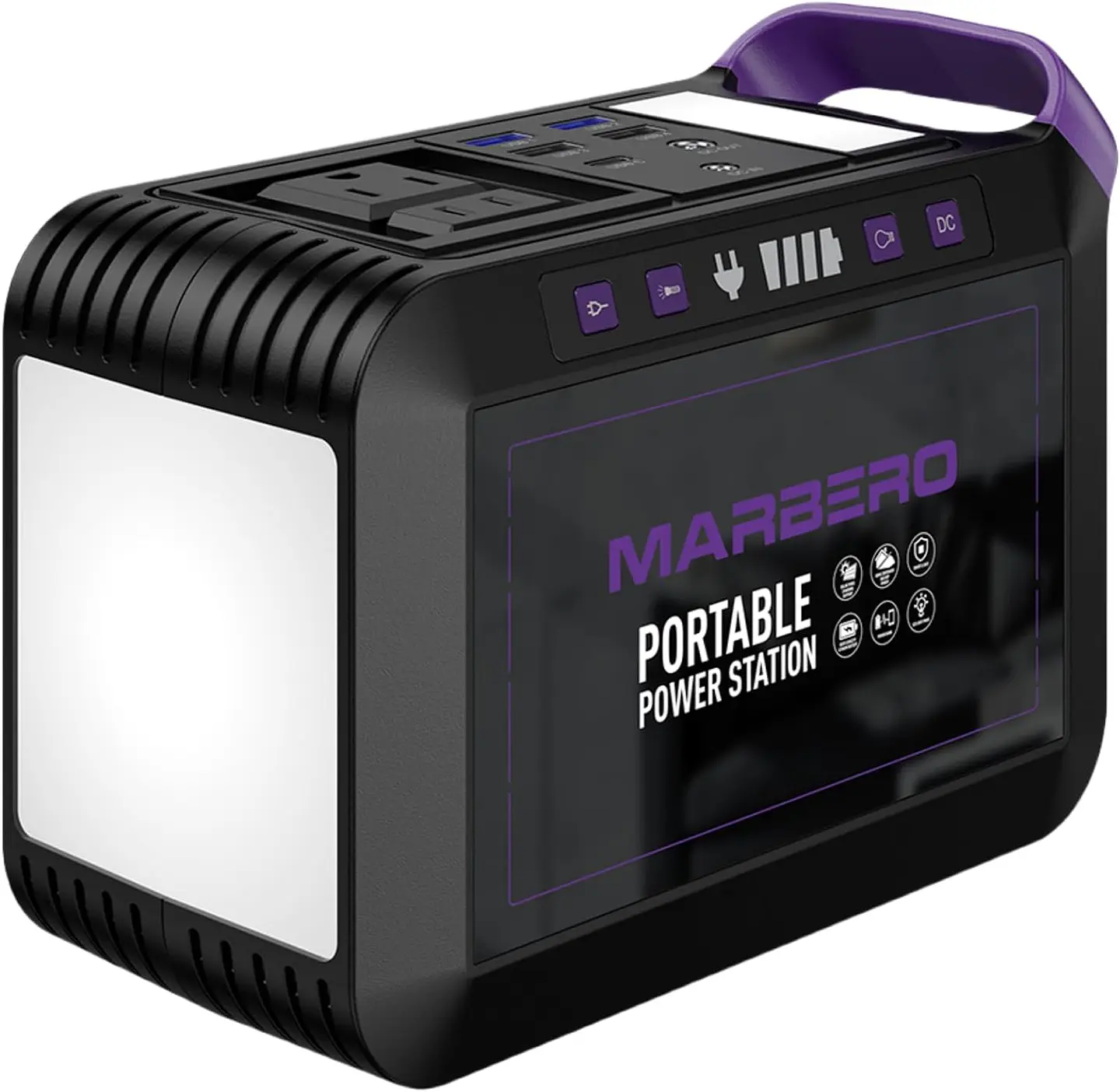 MARBERO Generador solar para camping, estación de energía portátil de 88 Wh, generador de pico de 120 W con panel solar incluido 21 W, CA, CC, USB QC3.0, linterna LED para exterior... 4