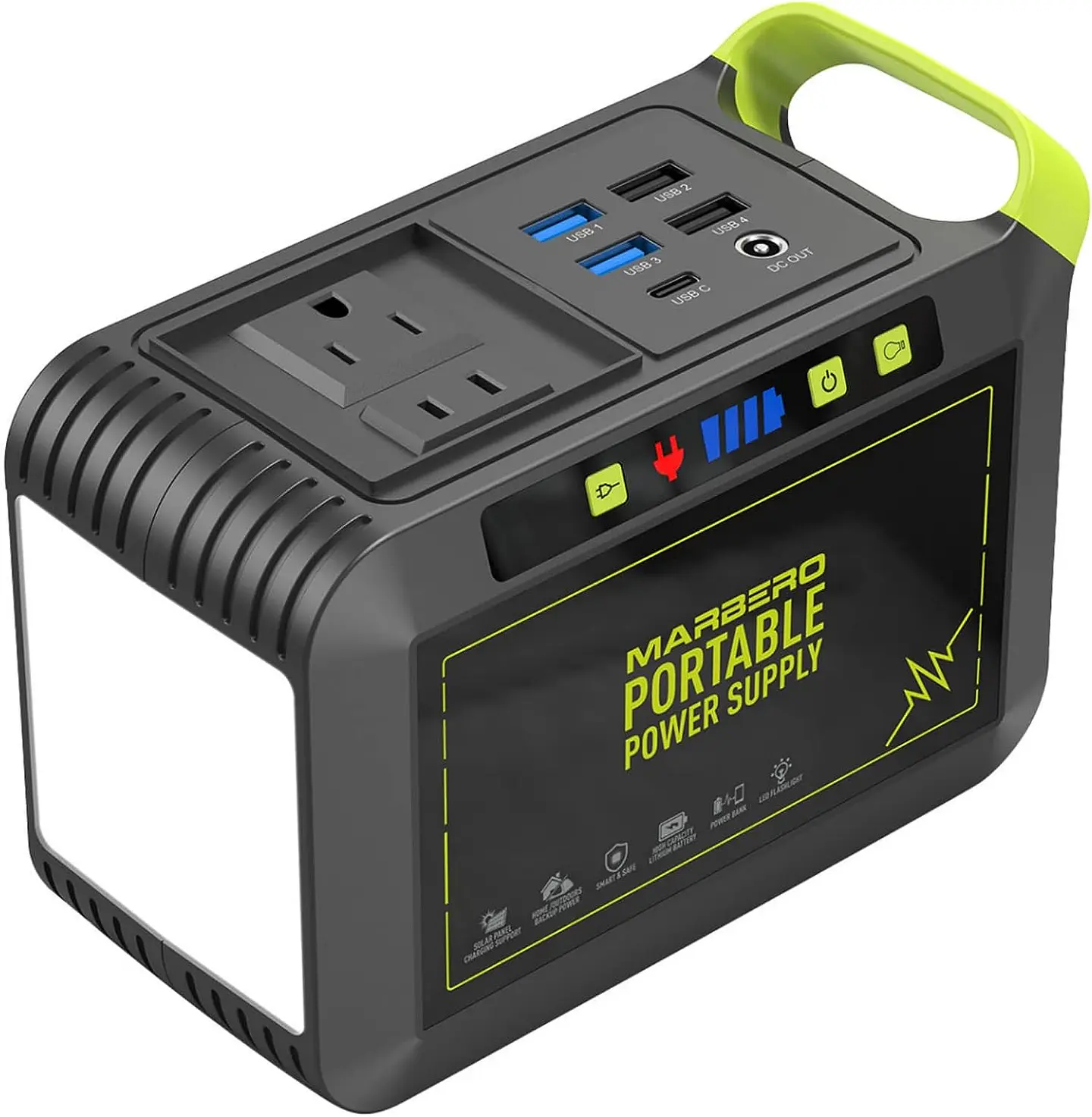 MARBERO Generador solar para camping, estación de energía portátil de 88 Wh, generador de pico de 120 W con panel solar incluido 21 W, CA, CC, USB QC3.0, linterna LED para exterior... 6
