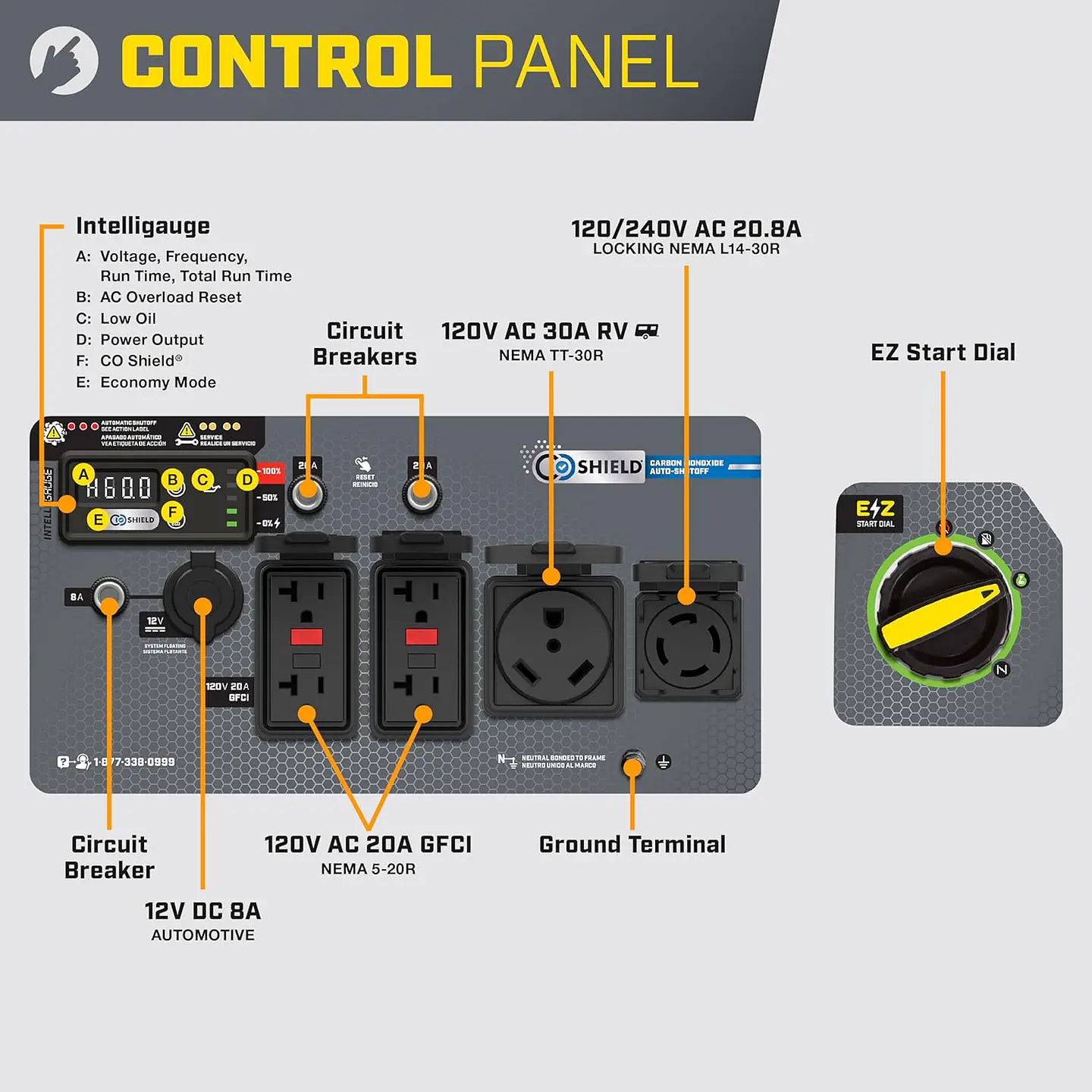 Champion Power Equipment 201238 6500-Watt RV Ready Generador Inverter portátil con tecnología silenciosa y escudo de CO 5