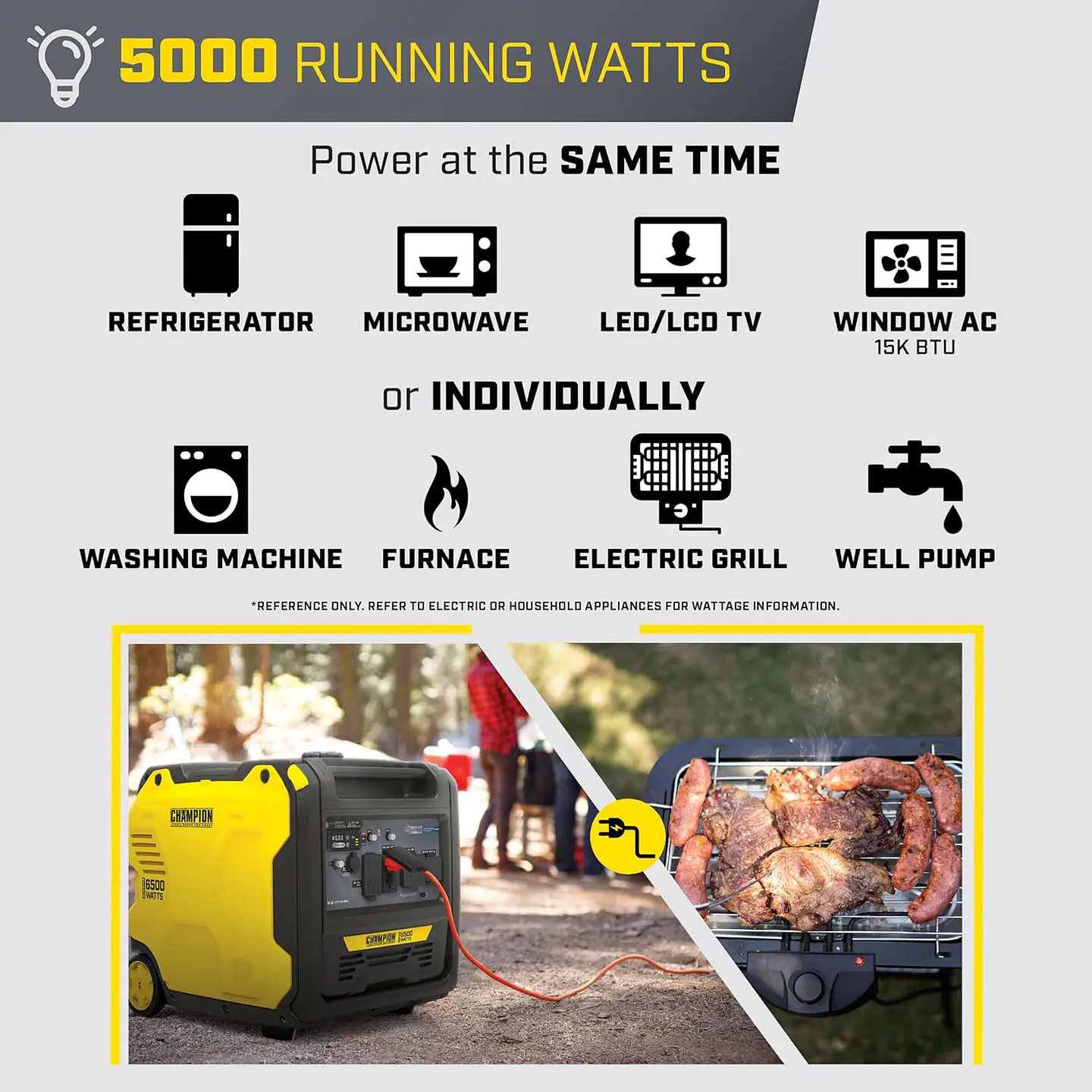 Champion Power Equipment 201238 6500-Watt RV Ready Generador Inverter portátil con tecnología silenciosa y escudo de CO 7