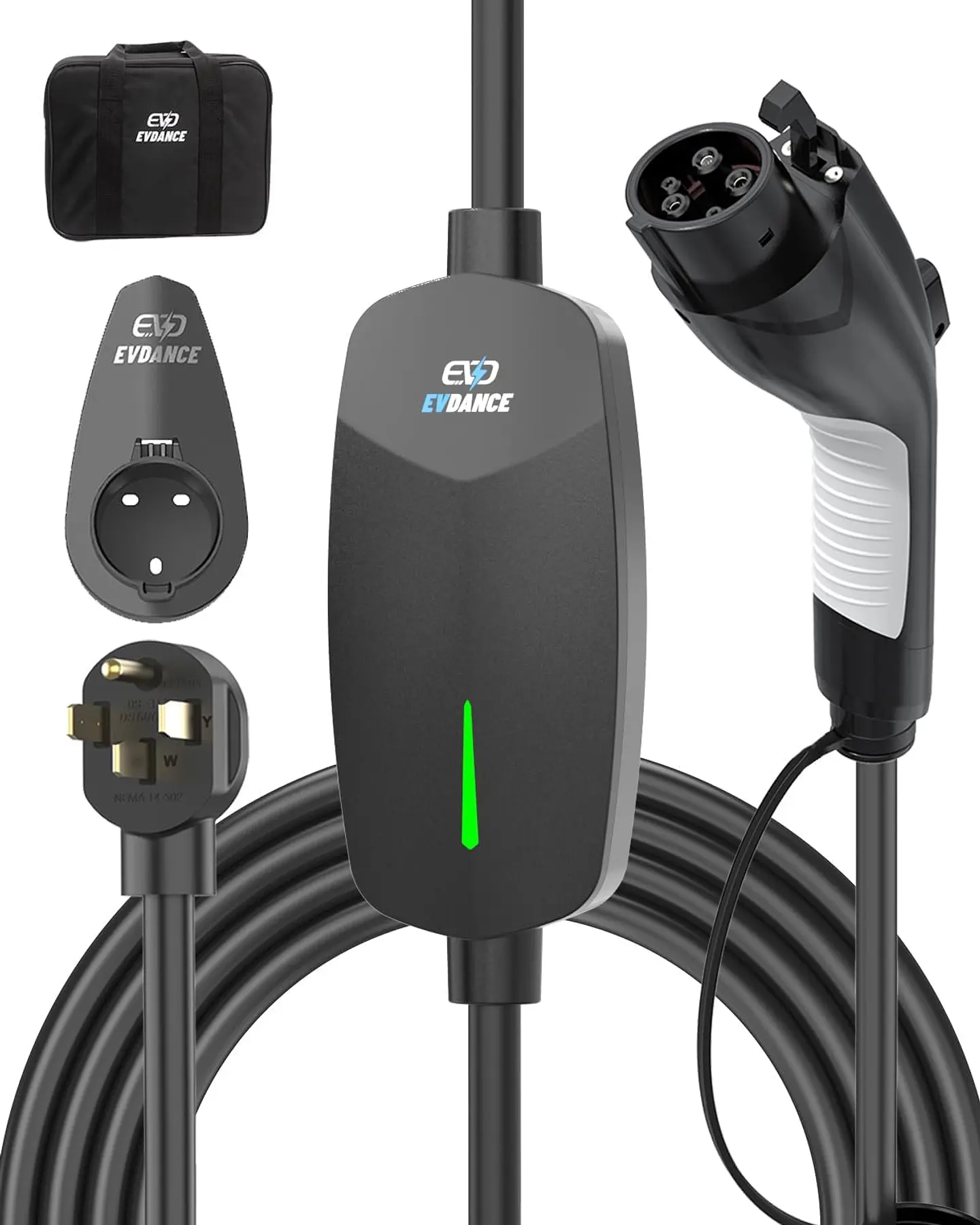 Cargador EV de nivel 2 (40 amperios, 240 V, NEMA 14-50P), estaciones de carga de vehículos eléctricos portátiles cargador EV con cable de carga de 28 pies cargadores EV para el hog... 1